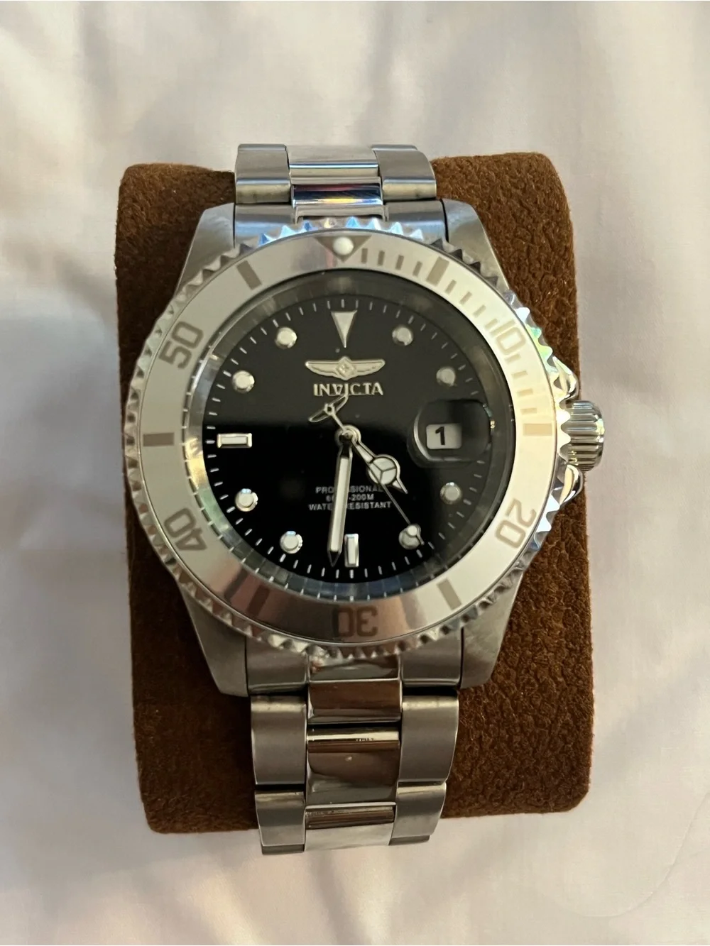 Invicta Silver-Tone Watch with Black Dial
